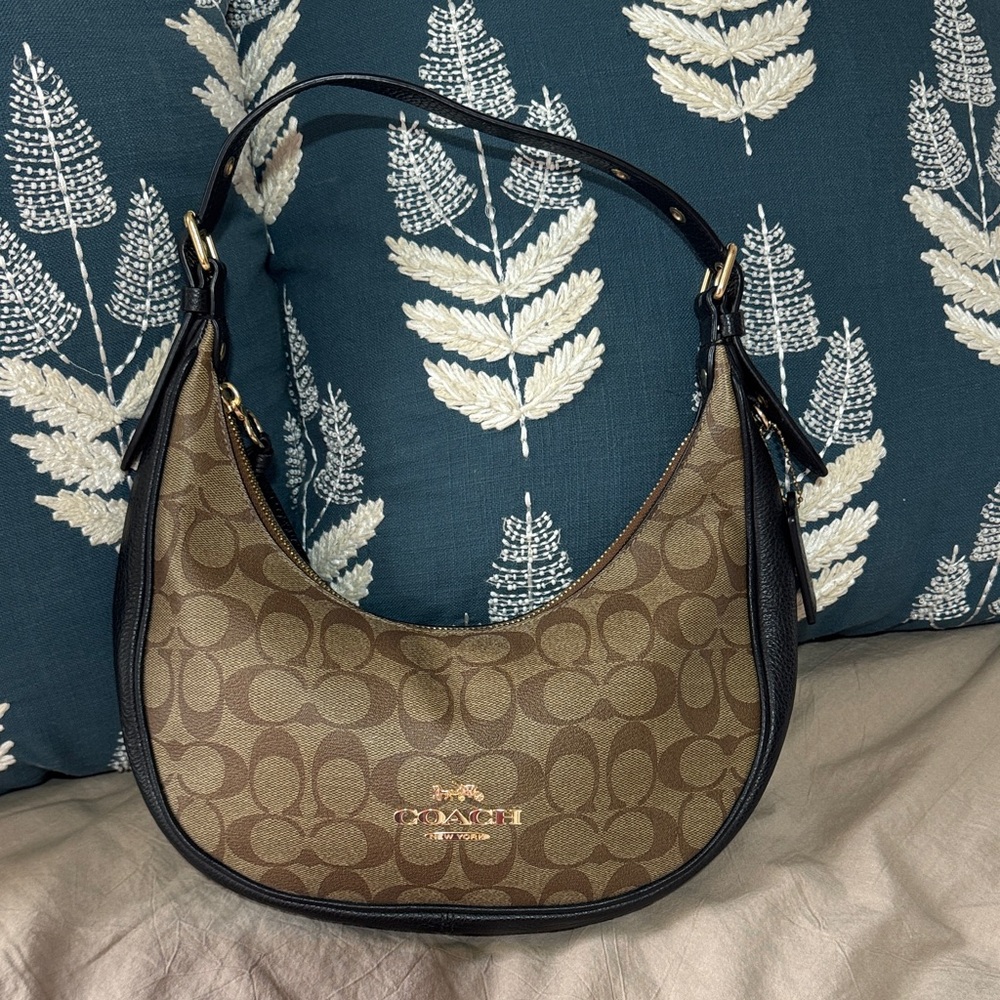 Coach Tan and Black Shoulder Bag